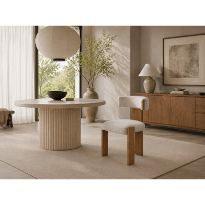 Set of 2 Upholstered Dining Chairs with Curved Back and Wood Legs