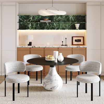 Mid-century Modern Faux Leather Upholstered Dining Chairs With Curved Back (Set of 4)