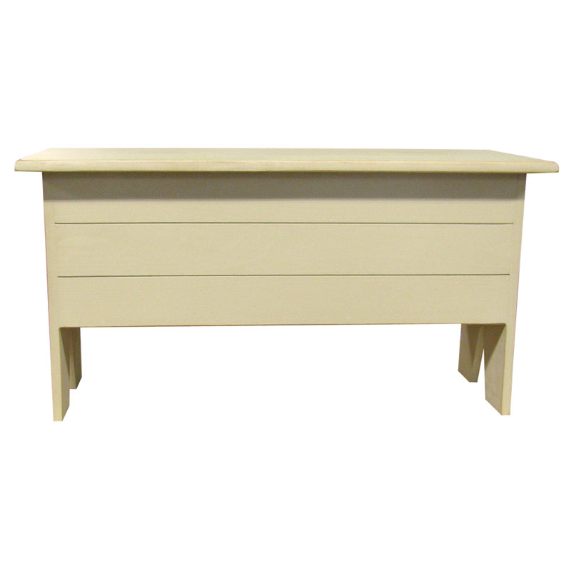 Banc de rangement en bois massif Kalki, Vieux crème, H 18,5 po x l 36 po x P 14,5 po
