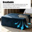 Repose-pieds rectangulaire moderne minimaliste bleu avec structure en bois massif et coussin rembourré-1251517624