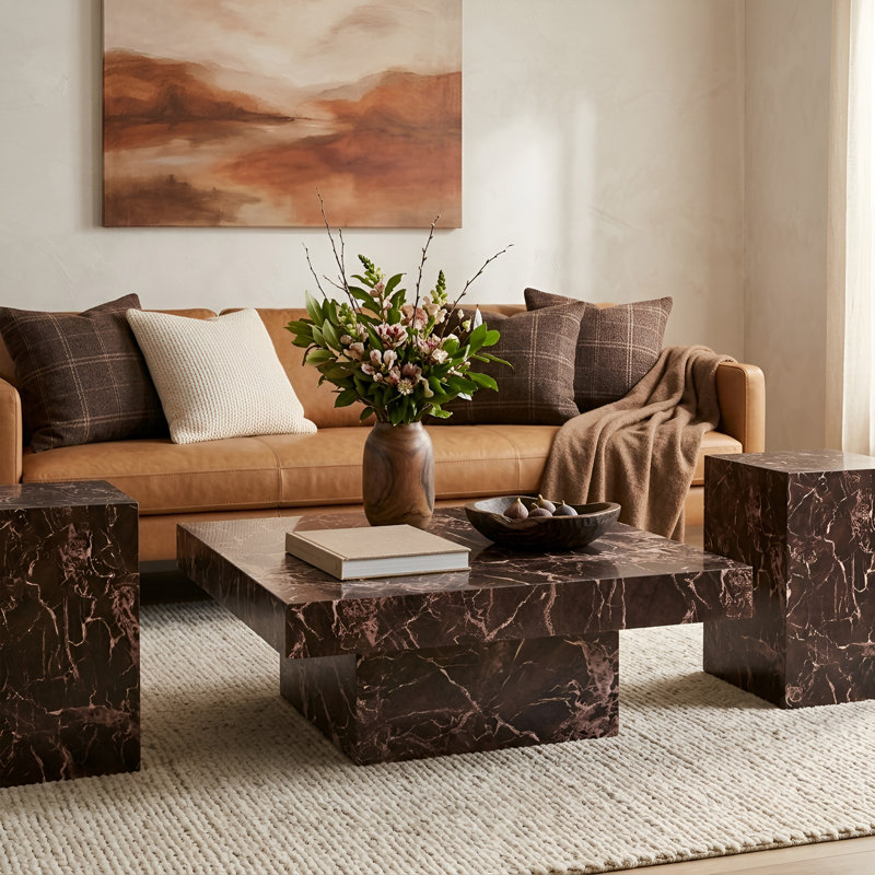 3-Piece Coffee Table Set Coffee Table And Two End Tables, Red