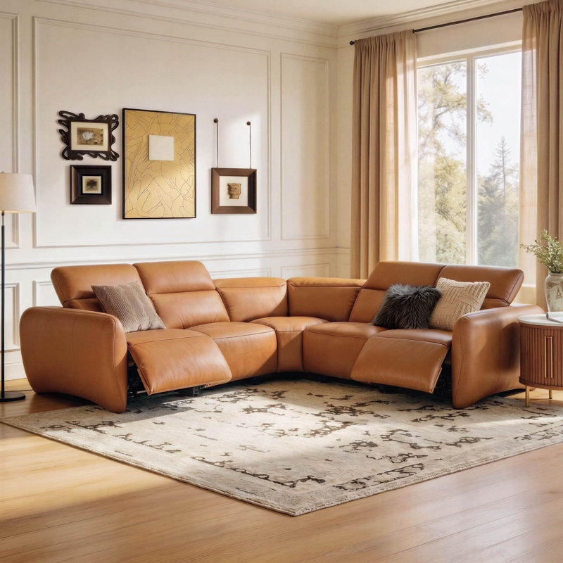  Astro 5-Piece Genuine Leather Power Reclining Sectional