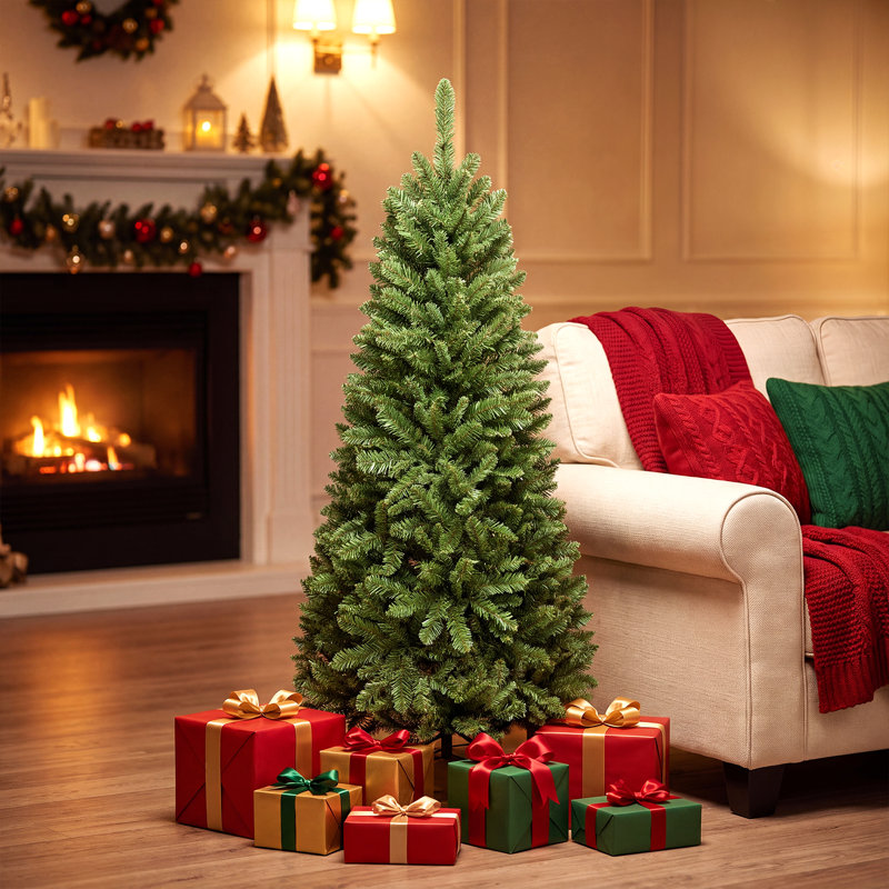 Arbre de Noël pin floqué et illuminé, H 5 pi