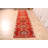 Handmade Turkish Runner Rug with Geometric Patterns in Vintage Red Wool for Hallway Decor