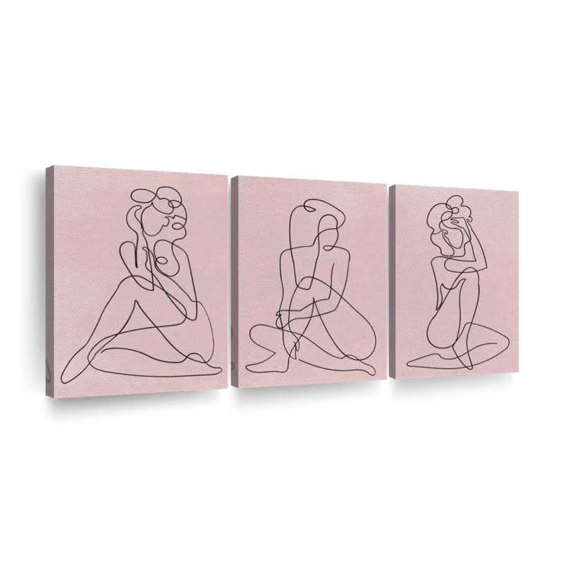 One Line Curvy Femelle, reproduction d'art sur toile, H 12 po x l 26 po x P 1 po