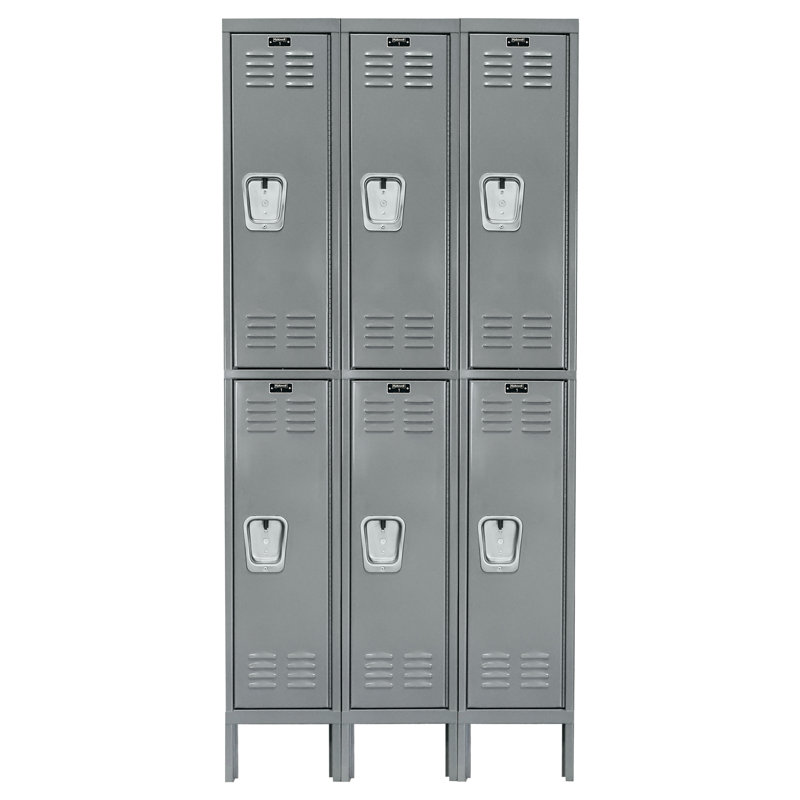 Casier Premium à 2 sections - Rang 6, H 78 po x l 45 po x P 18 po, Assemblé, gris
