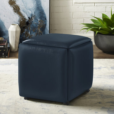Loft Lyfe Keagan Leather Pu 5 Piece Nesting Ottoman/Stool Set