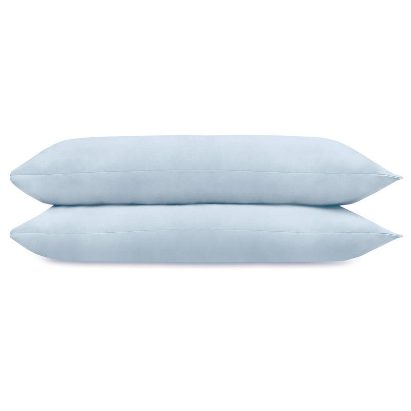 Delara GOTS-Certified Organic Cotton Sateen Pillowcase Set of 2, 400 Thread Count, Soft Long-Staple Cotton, King, Light Blue