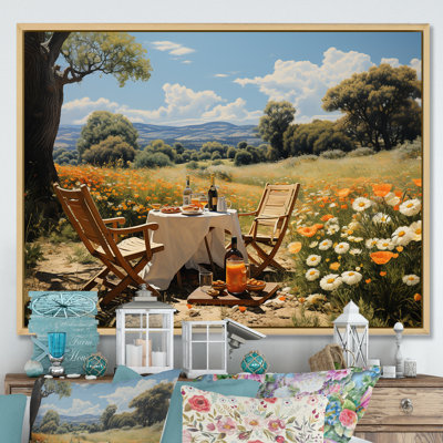Joyful Gathering Picnics For Two On Canvas Print