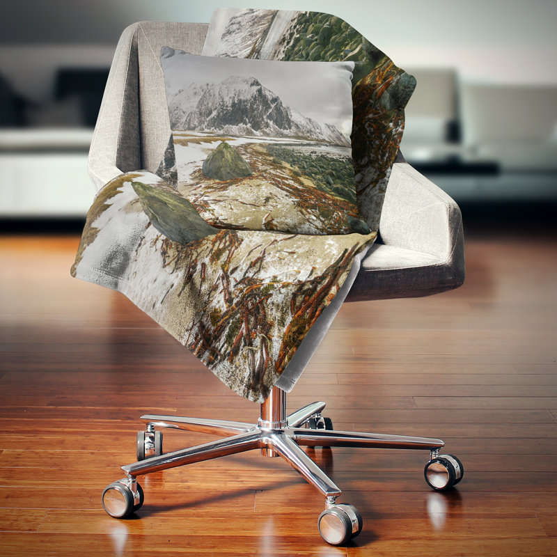 Printed Eggum Lofoten Islands Norway Pillow, 16" x 16", Throw Pillow