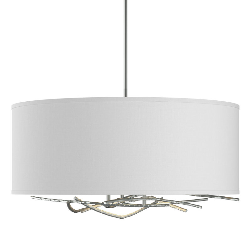 Brindille 3 - Light Drum Chandelier, Vintage Platinum, Natural Anna, 21.4" - 66.4"