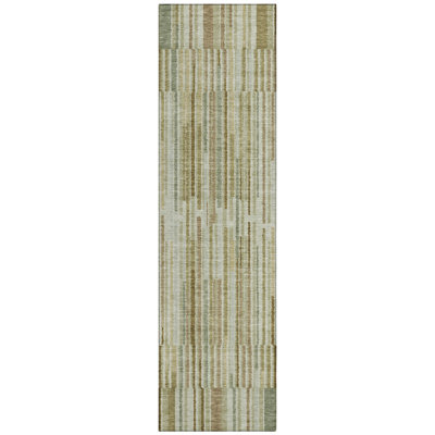 Machine Washable Indoor/Outdoor Xhevrie Khaki Rug