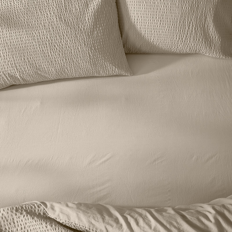 Hebden Washed Cotton Fitted Sheet, Kingsize (5'), Cream