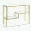 Console Mercer41 Gold, table de canapé en verre trempé de 39 po, table d'entrée étroite avec tablettes de rangement, cadre en acier pour le salon, couloir