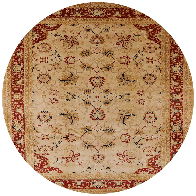 Tapis rouge / beige kevork, Rond 8 pi