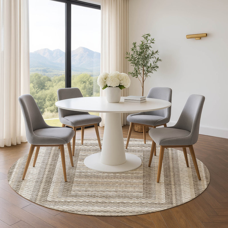 Premium Machine Washable Ariel Geometric Rug, Round 8'