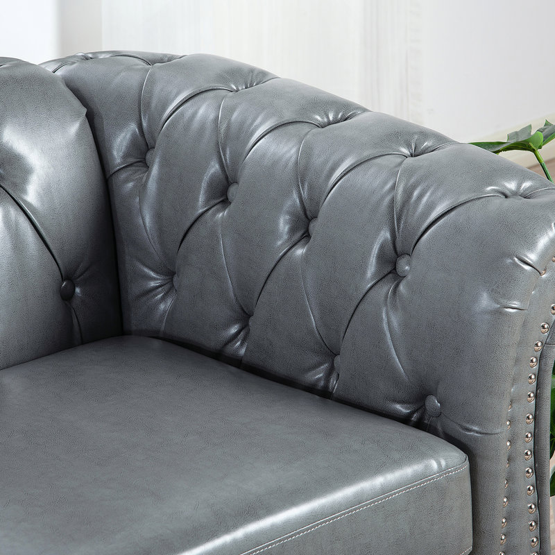 Canapé Chesterfield à accoudoirs roulés 3 places, Gris