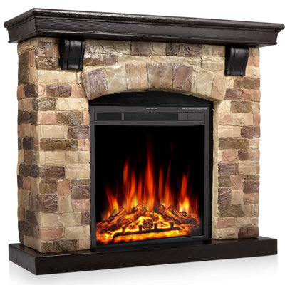 48.44'' W Green Electric Fireplace & Mantel Package with 5100 BTU