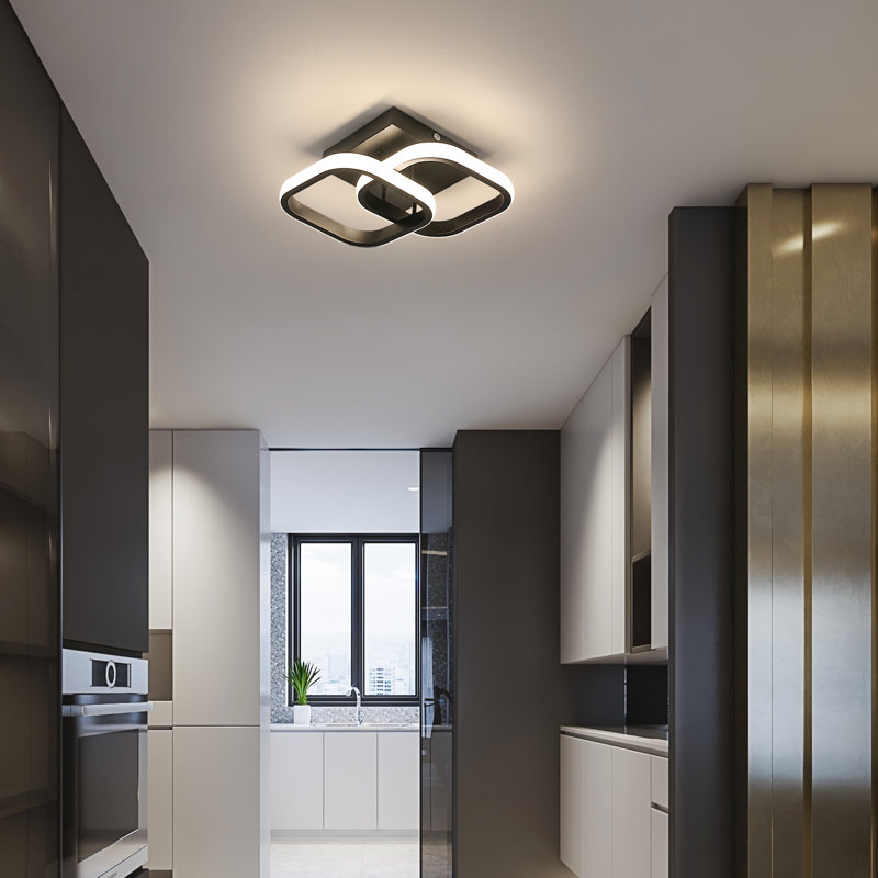 Luebbert LED Semi Flush Mount, Black, 4000K