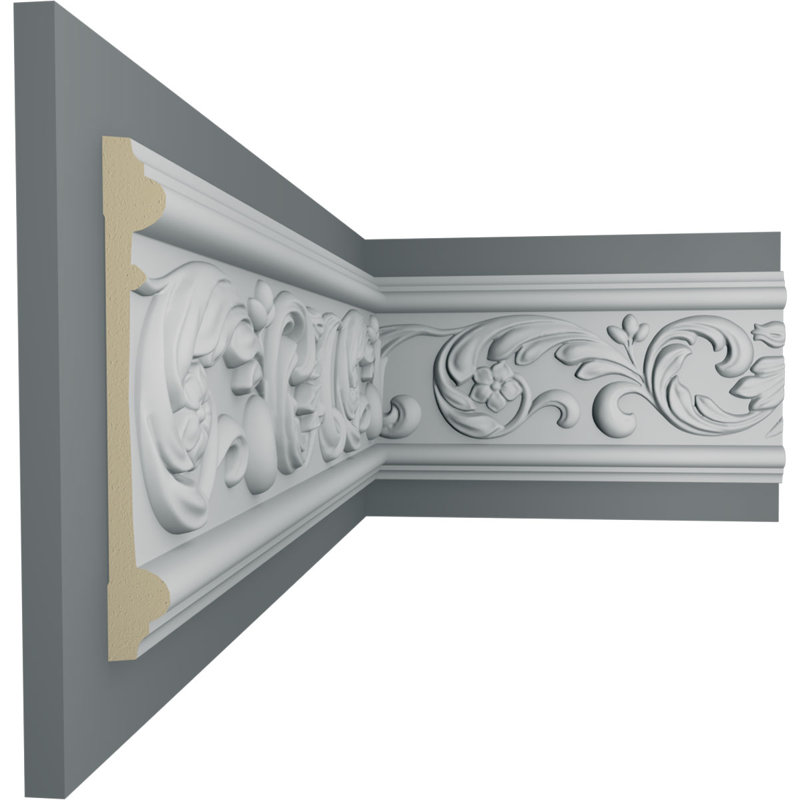 94.5" White Polyurethane Decorative Chair Rail Moulding