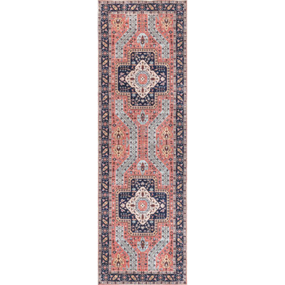 Amber SpinClean Machine Washable Floral Aztec Area Rug