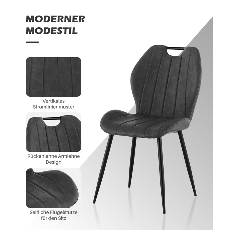 47.5cm H Upholstered Metal Side Chair, Grey