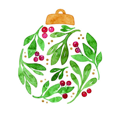 " Holly Ornament " Painting Print