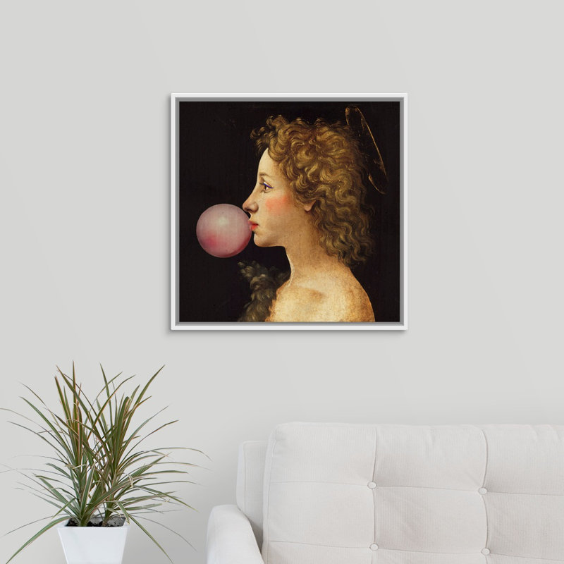 «bubble soufflage i’by the novogratz-painting on toile, Cadre flottant blanc, H 20 po x l 20 po x P 1,25 po