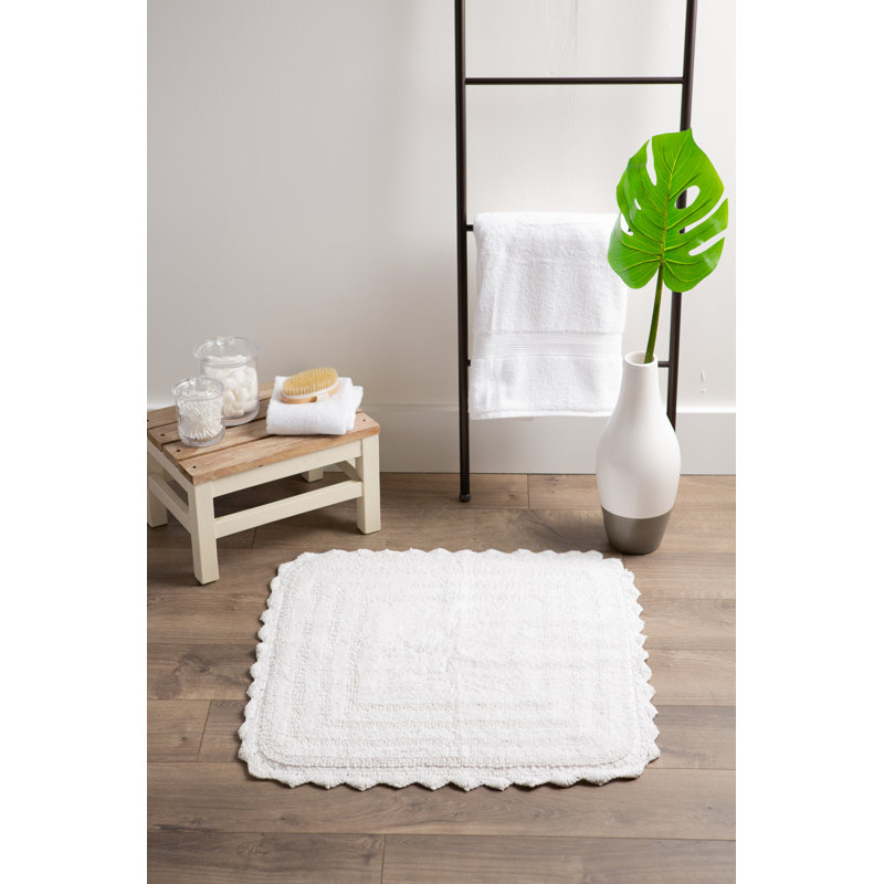 Lisk Cotton Bath Rug, White