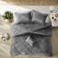 Ensembles de literie en velours luxueux, polyester hypoallergénique doux, style gris moderne pour la chambre à coucher