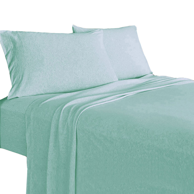 Queen Aqua Cotton Modal Jersey Knit Sheet Set