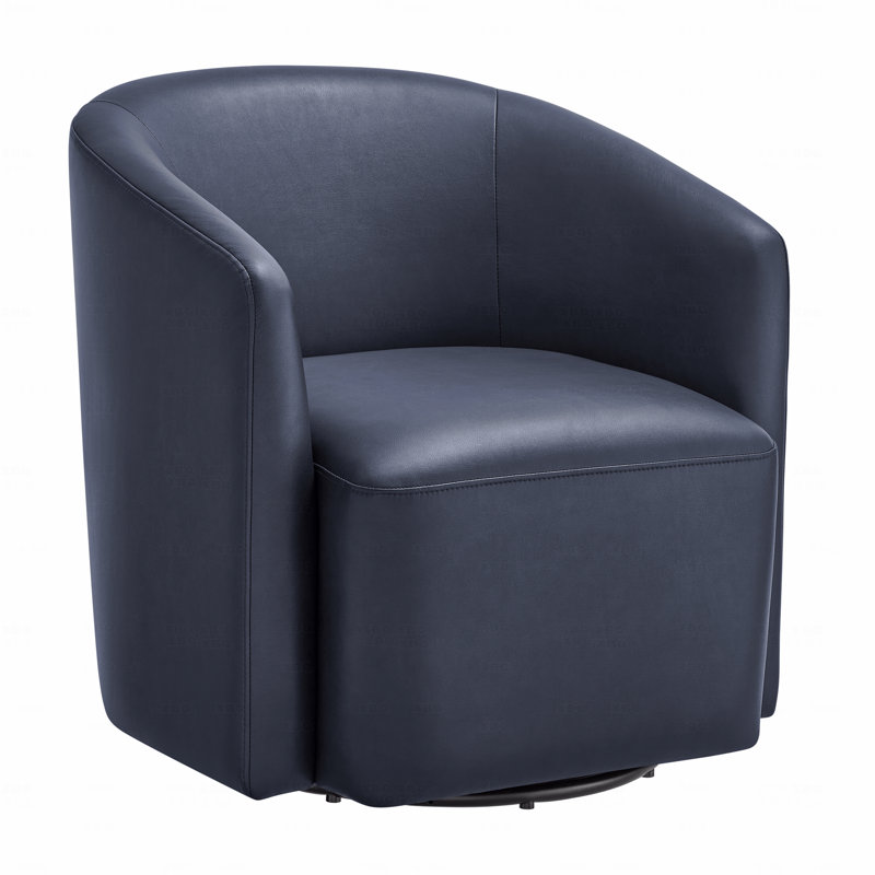Fauteuil d'appoint pivotant à fonction demi-tonneau - Similicuir bleu minuit, Marine