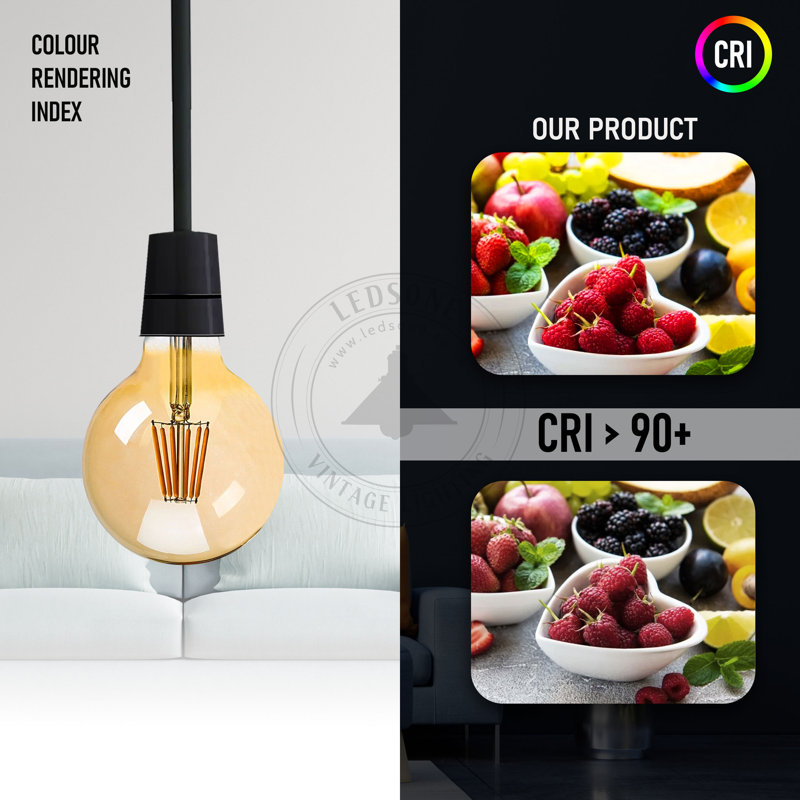 8W E27 Dimmable LED Vintage Edison Globe Light Bulb Amber