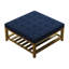 Repose-pieds cocktail carré en bois massif l 32 po avec tablette de rangement - Bleu marine-414907689-410383922