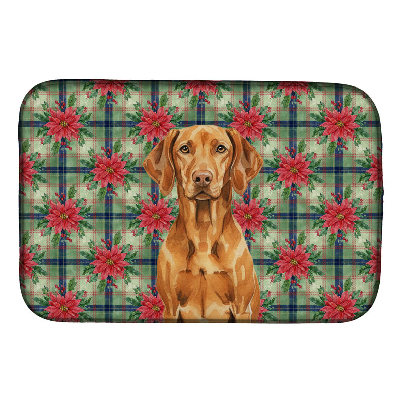 Tapis de vaisselle Vizsla Christmas PoinsettIas