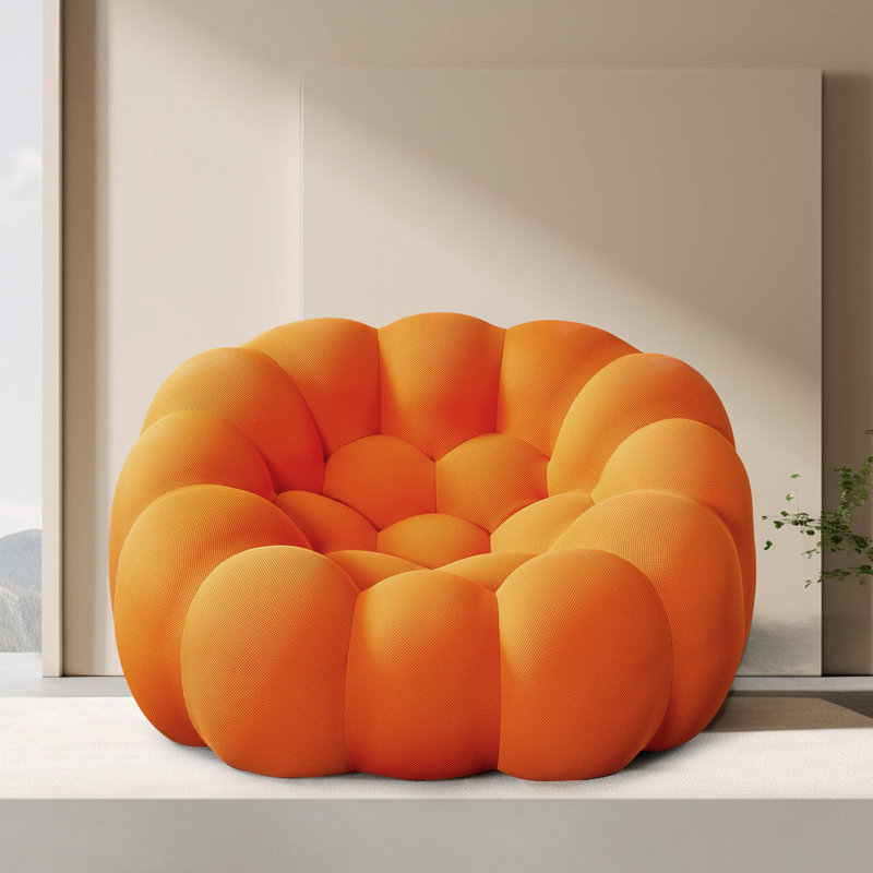 45.7'' W Upholstered Round Bean Bag Chairs, Lazy Sofa, Floor Fireside Chair, Lounge For Adults For Living Room Bedroom Apartment