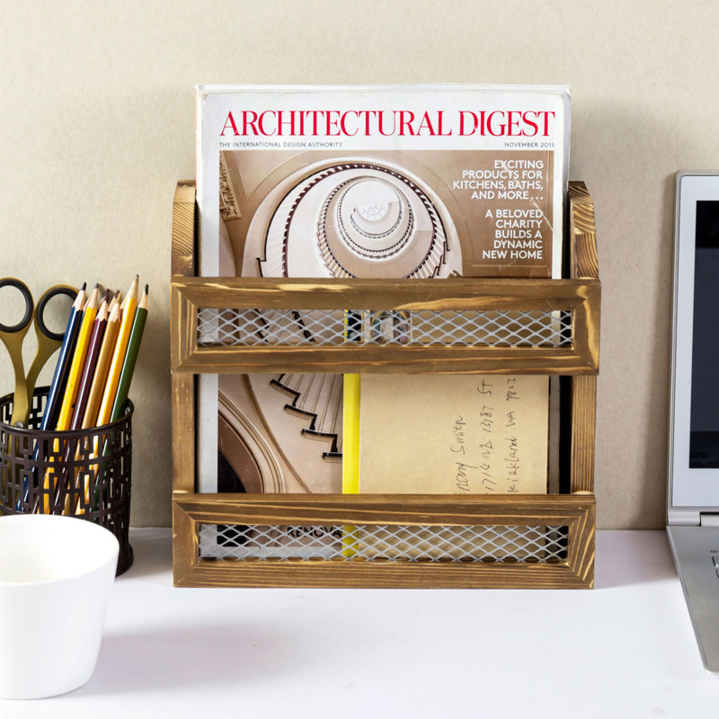 Millwood Pines Aivley Farmhouse Wall Mounted Magazine Rack | Wayfair