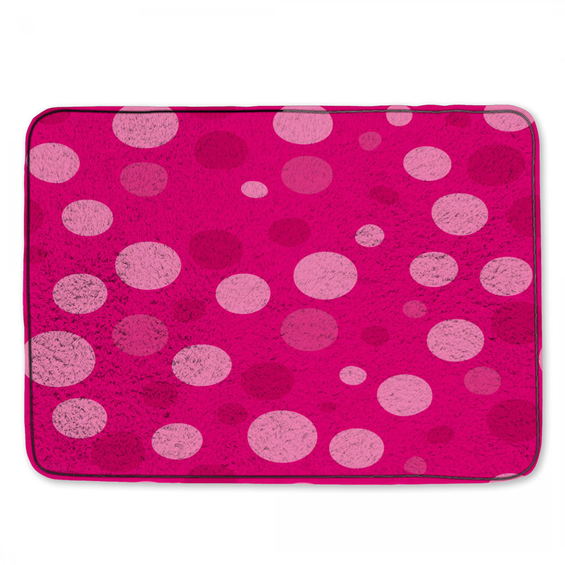 Polka Dots Bath Mat Pattern Bathroom Decor Modern, 34in W x 21in L, Pink Polka Dots