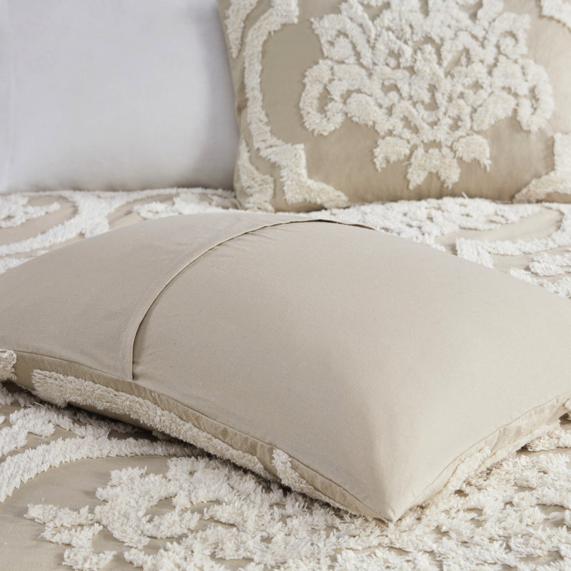 Édredon très grand / très grand taupe en chenille de coton 3 pièces
