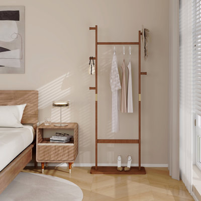 Portemanteaux en bois massif 23,6 * 11 * 71 po Protection de l'environnement solide Facile à assembler Peut être placé dans la chambre / entrée / salon (noyer)