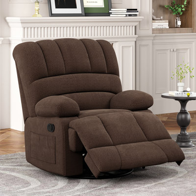 Heald 40.94"W Upholstered Swivel Rocker Recliner
