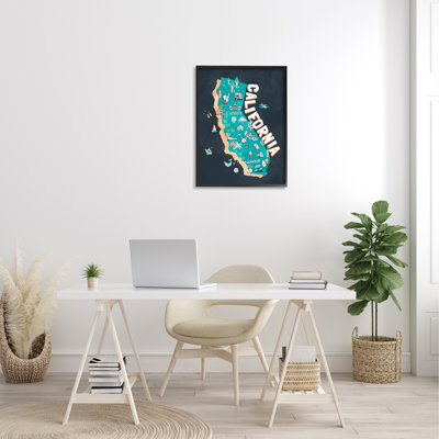 «California Golden State», carte iconographique sur toile «surdimensionnée» par Ziwei Li