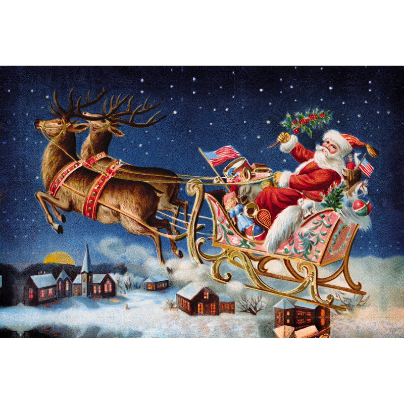 Santas Sleigh - Wrapped Canvas Painting, 30cm H x 46cm W x 3.8cm D