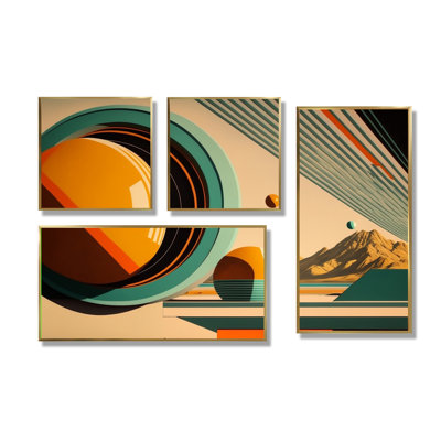Décoration murale rétro Mid-Century III - grand abstrait Mid-Century 4 pièces