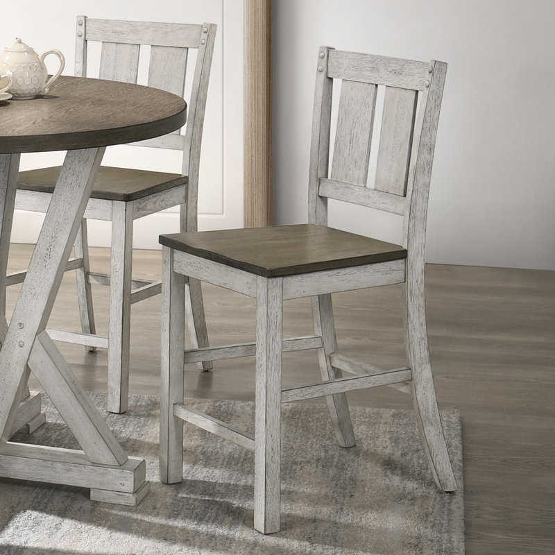 Siga Solid Wood 23" Short Stool, Antique Oak