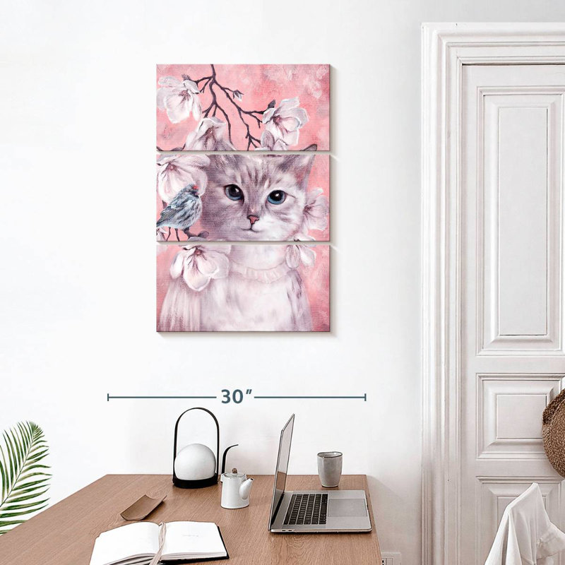 Chat rose Brampt, H 32 po x l 20 po