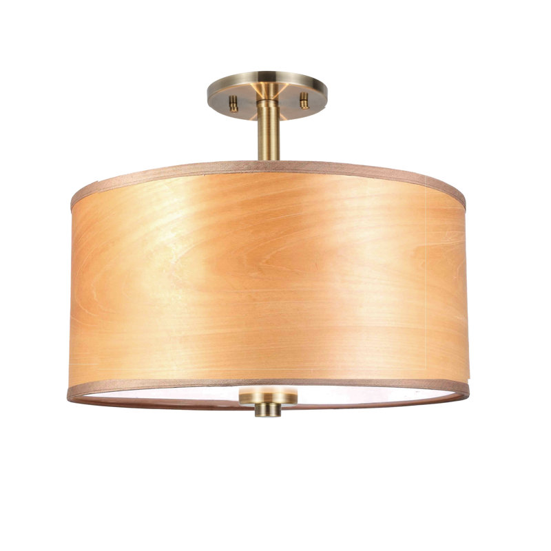 Drum - Vaneer Semi Flush Mount, Brulee, Brass