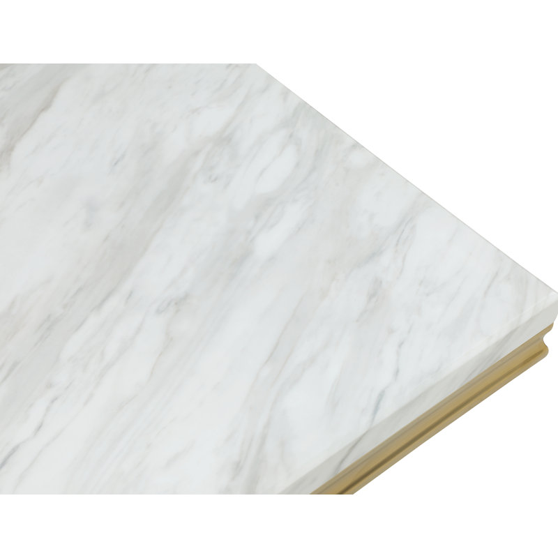 Monroe 47"Rectangular Marble with Rounded Base Console Table , Gold