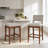 Bar Stools Set of 3,Upholstered Counter Height Bar Stools,Modern Counter Stools with Wood Legs for Kitchen Island Dining Room Bar,Brown