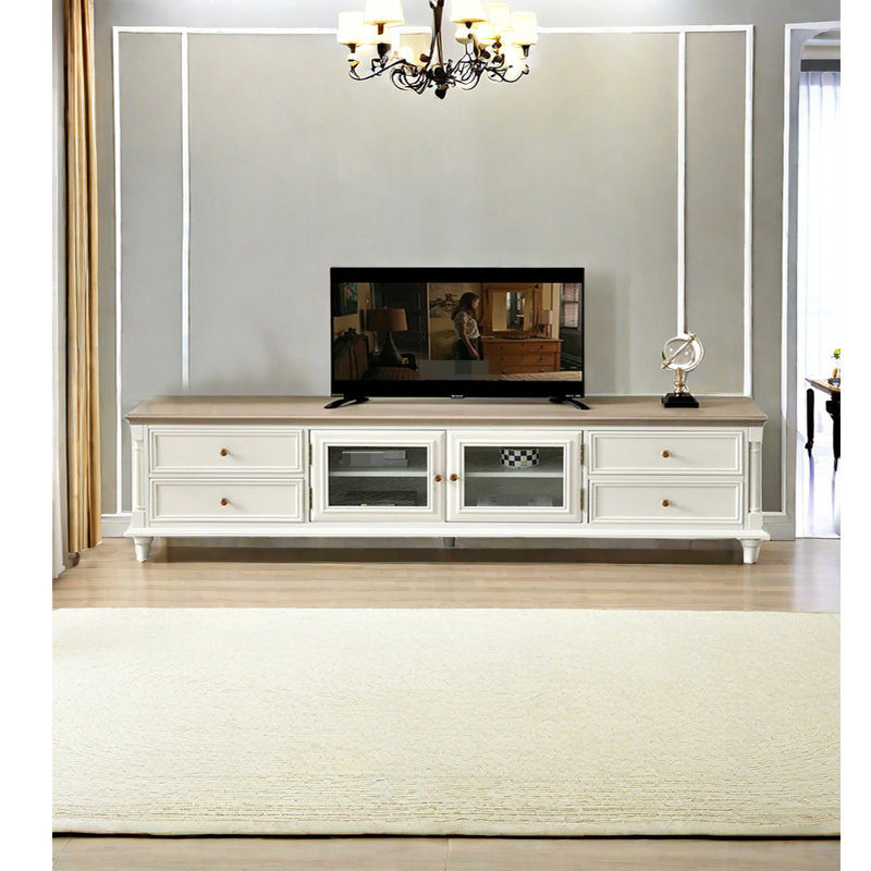 Crédence de rangement American, Blanc / Gris, H 22,44 po x l 70,78 po x P 16,93 po